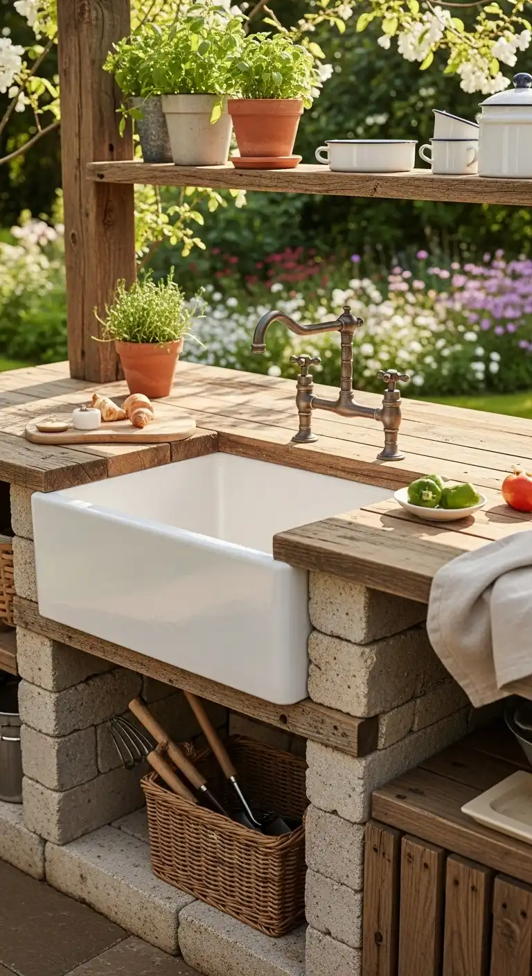 3. Farmhouse Style Outdoor Sink