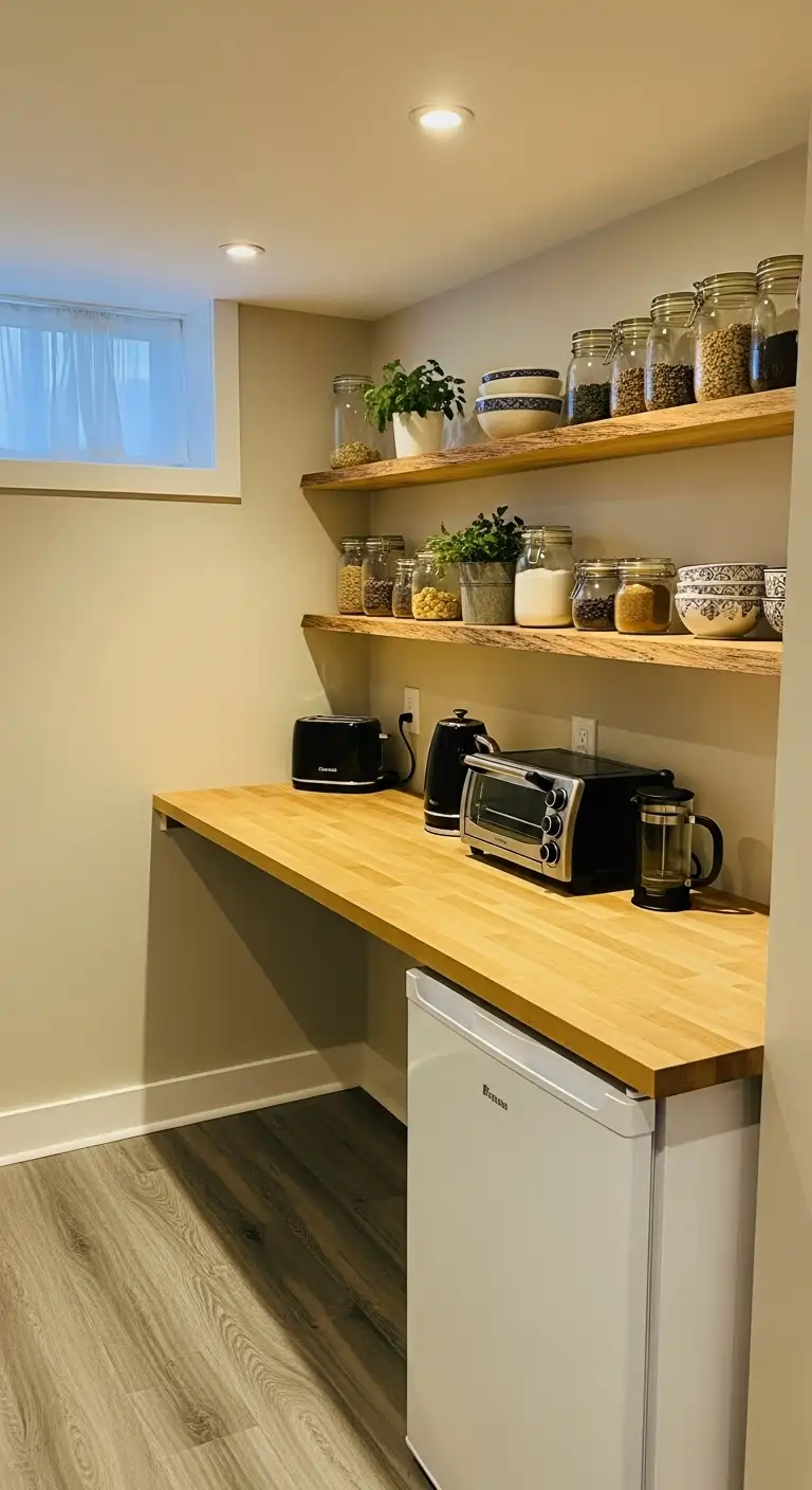 Floating Shelves Above Counter