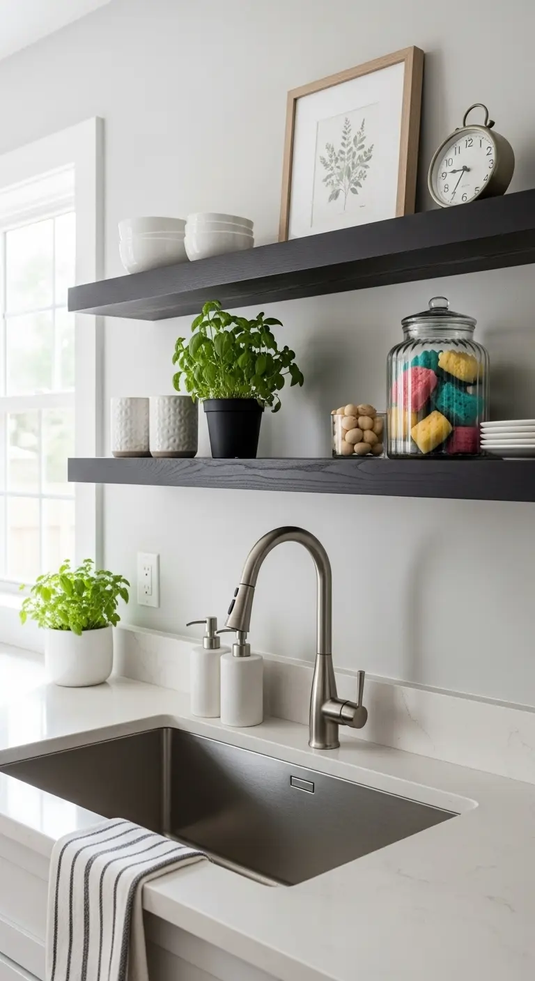 3. Floating Shelves for Storage and Display