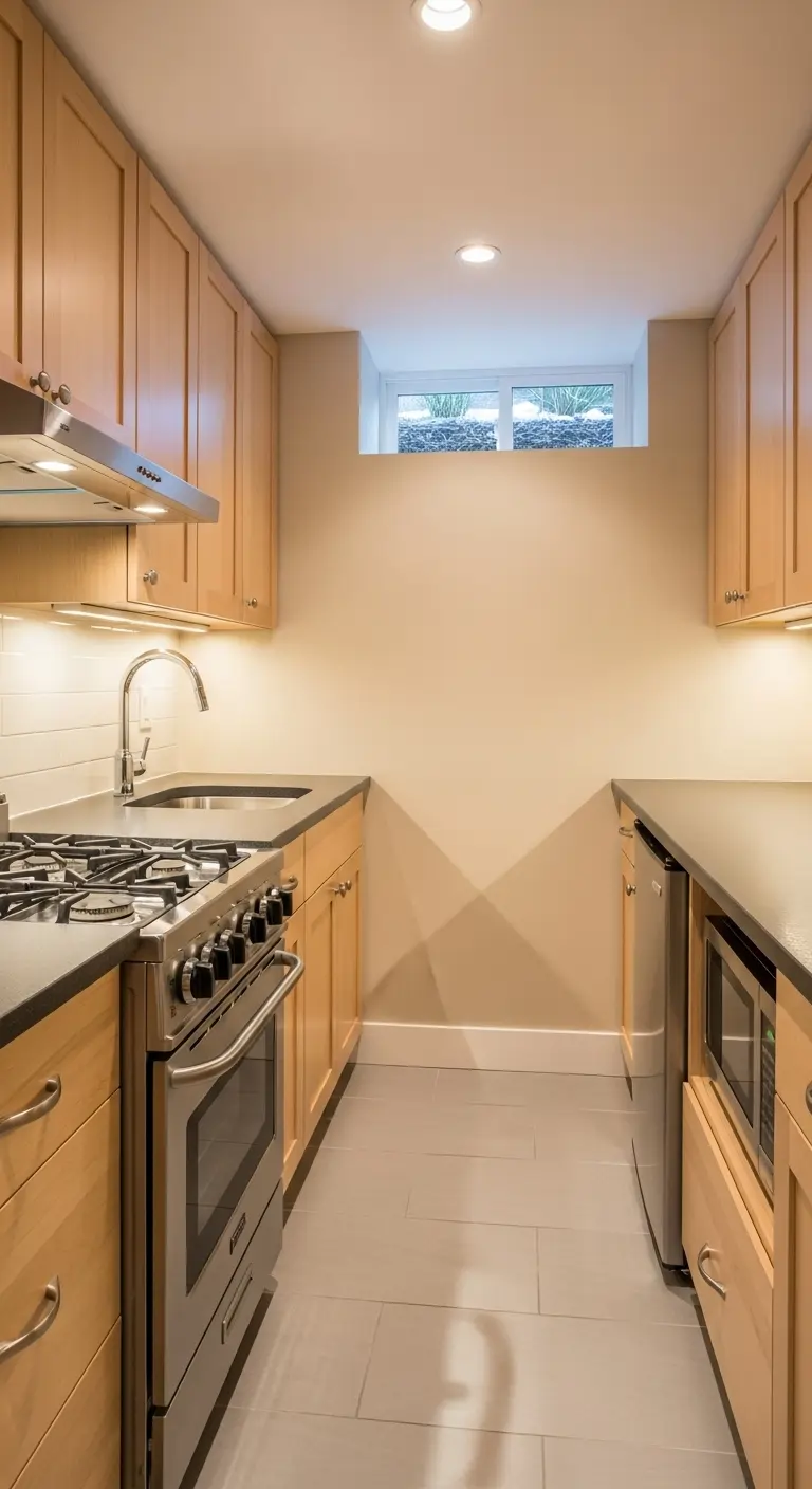 Galley Basement Kitchenette for Maximum Efficiency