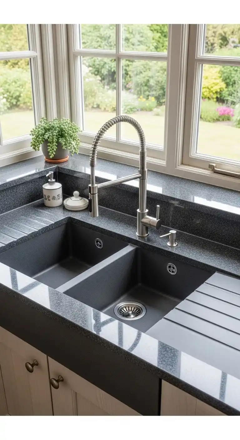 3. Granite Composite Corner Sink