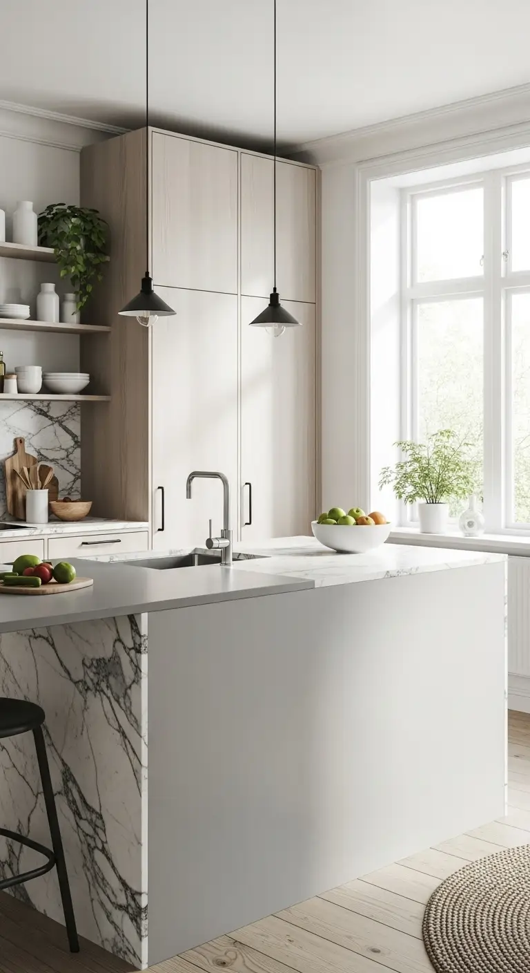 Light Gray Countertops and Marble Surfaces