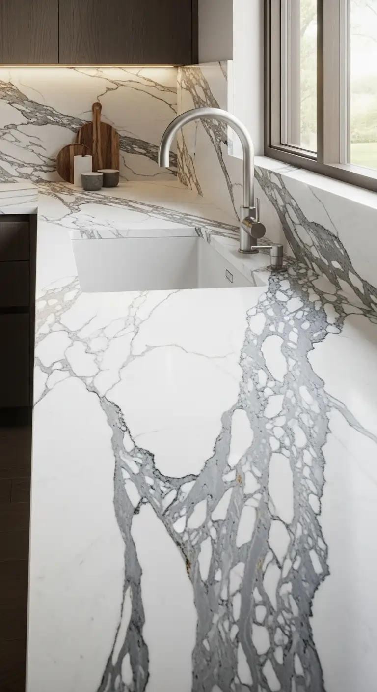 Matte Finish Calacatta Marble Countertops
