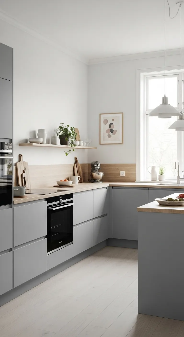 Soft Gray Cabinets for a Calm Scandinavian Palette