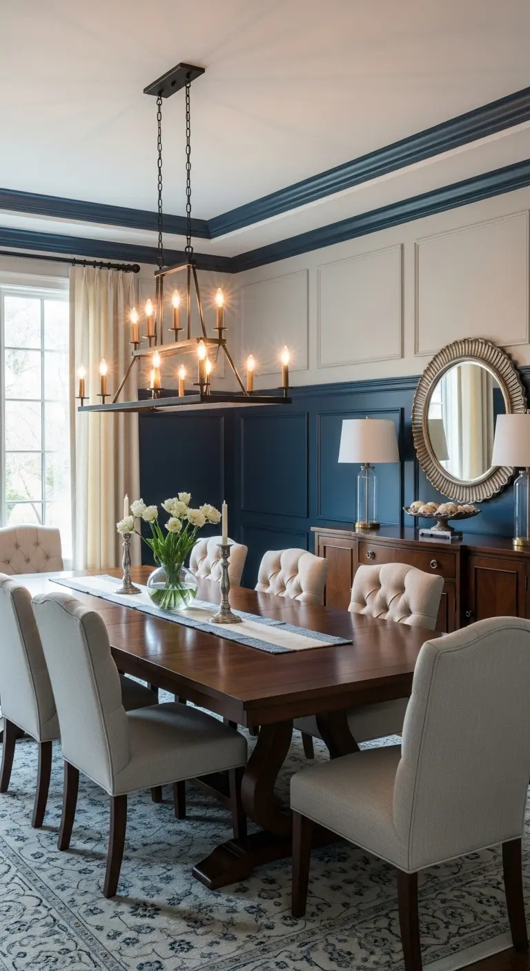 3. Two-Tone Wainscoting Dining Room