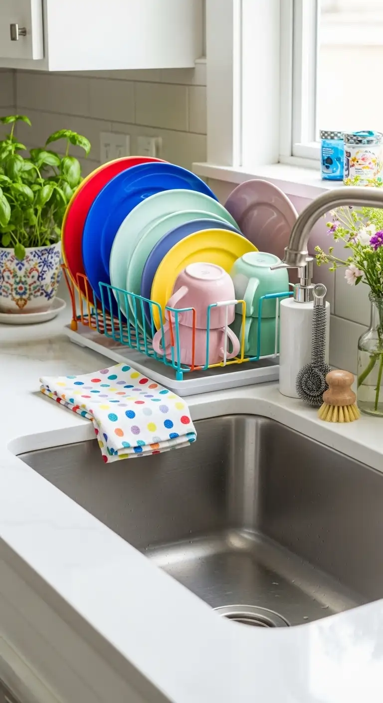 4. Colorful Dish Drying Rack