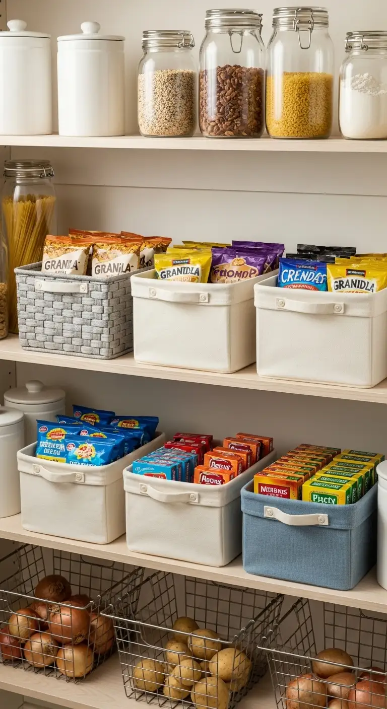 4. Incorporate Fabric Baskets for Snacks