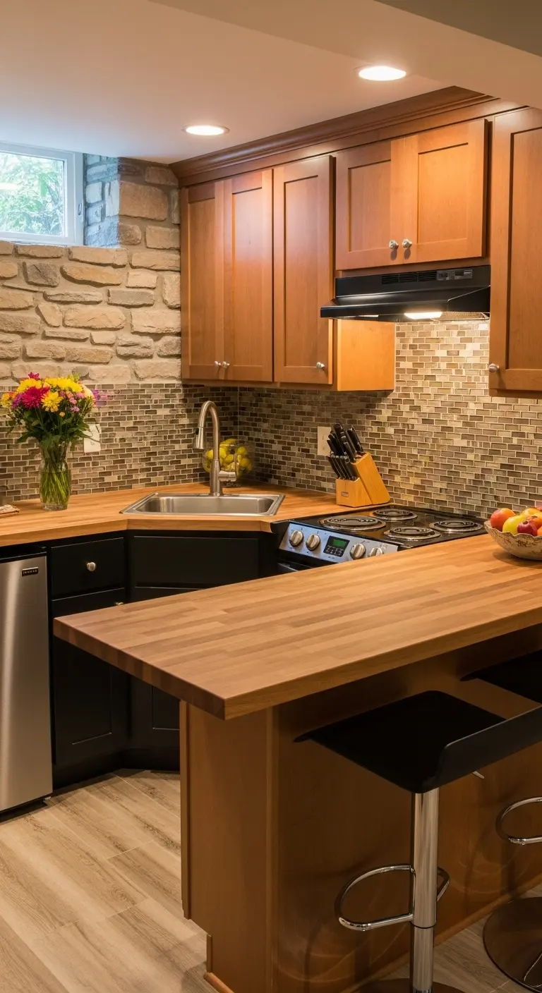 Peninsula Kitchenette with Stove and Bar Seating