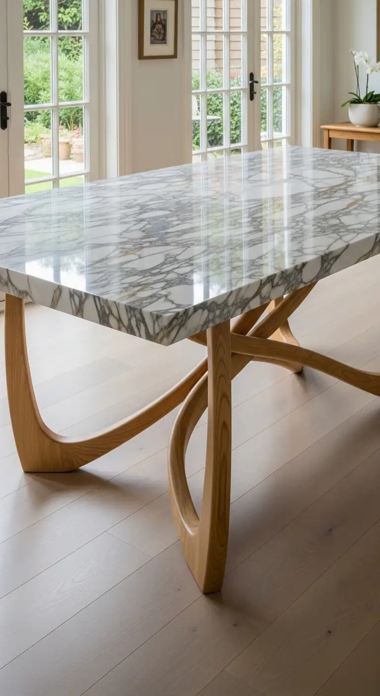 4. Sculptural Wooden Base for Organic Warmth