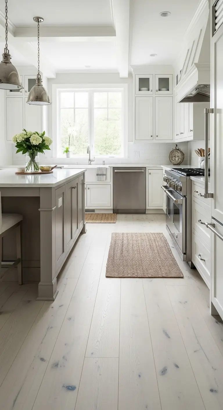 4. Whitewashed Oak Flooring