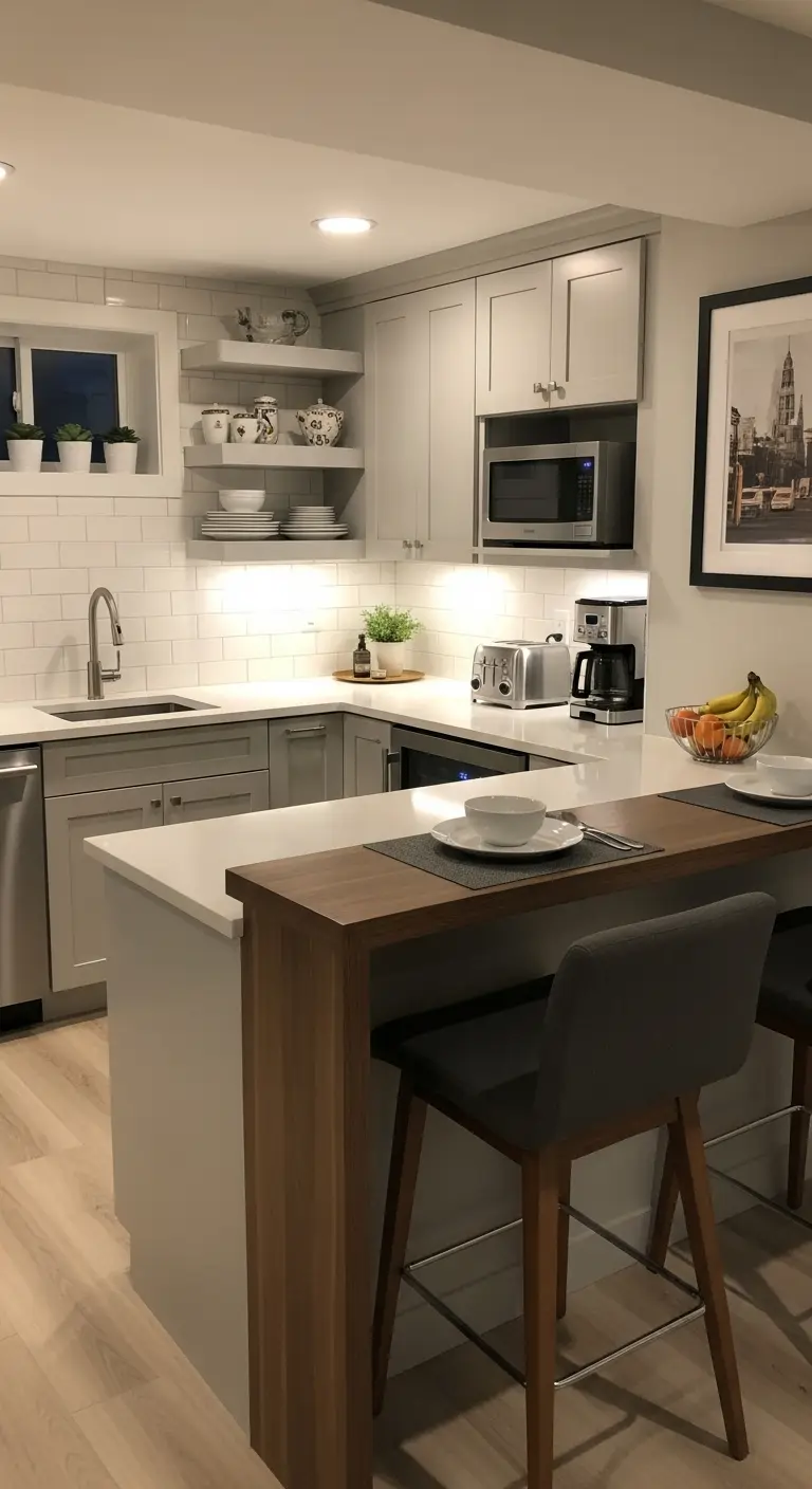 Basement Kitchenette with Breakfast Bar
