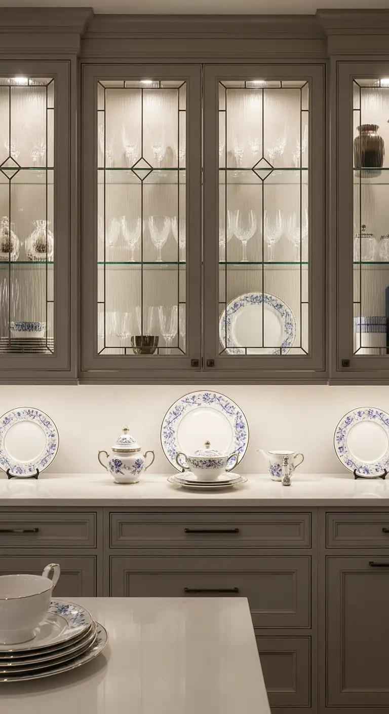 Custom Cabinetry with Glass Inserts