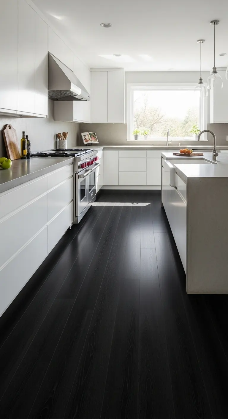 6. Black Laminate Flooring