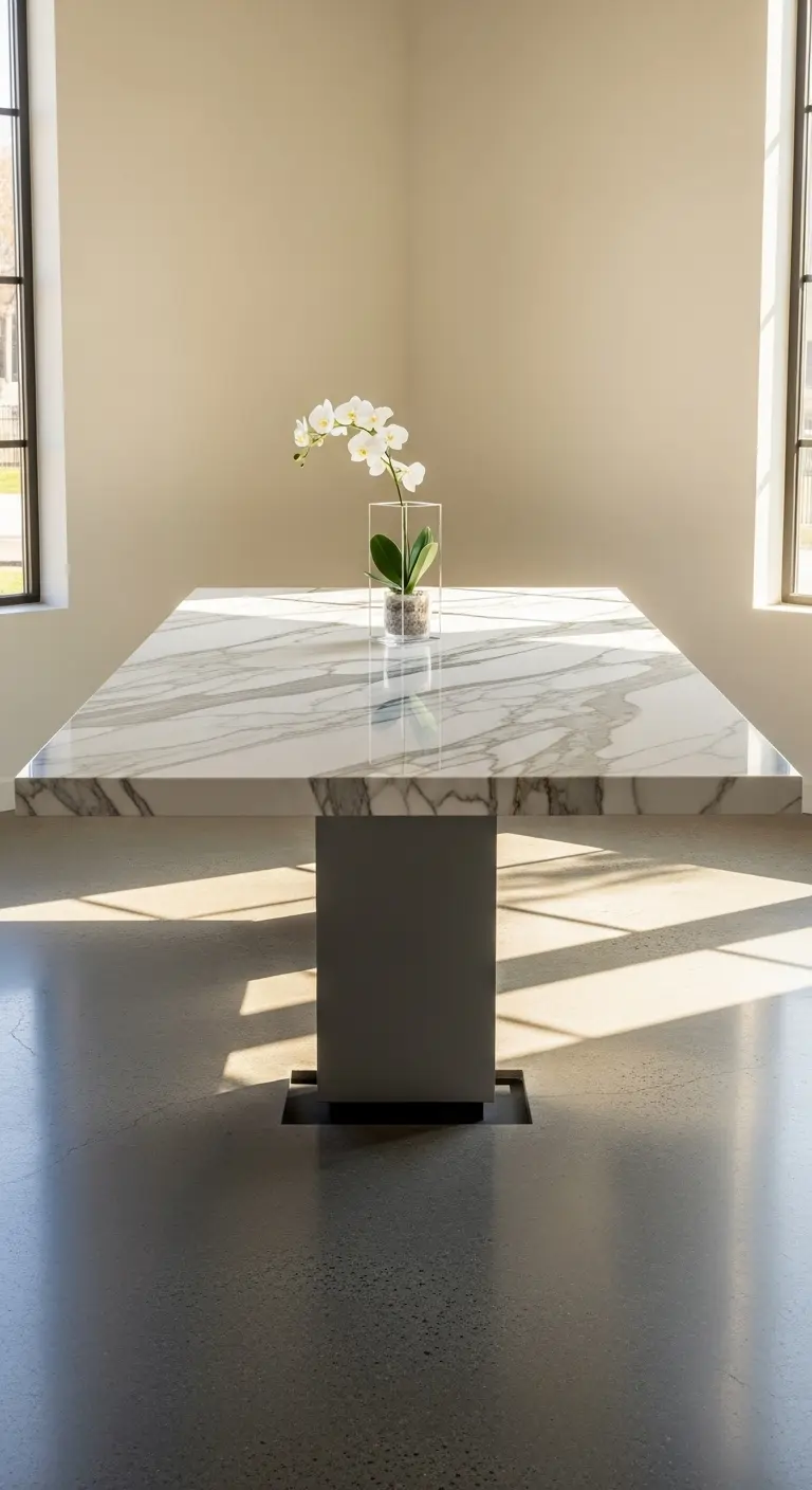 6. Floating Marble Table with Concealed Support