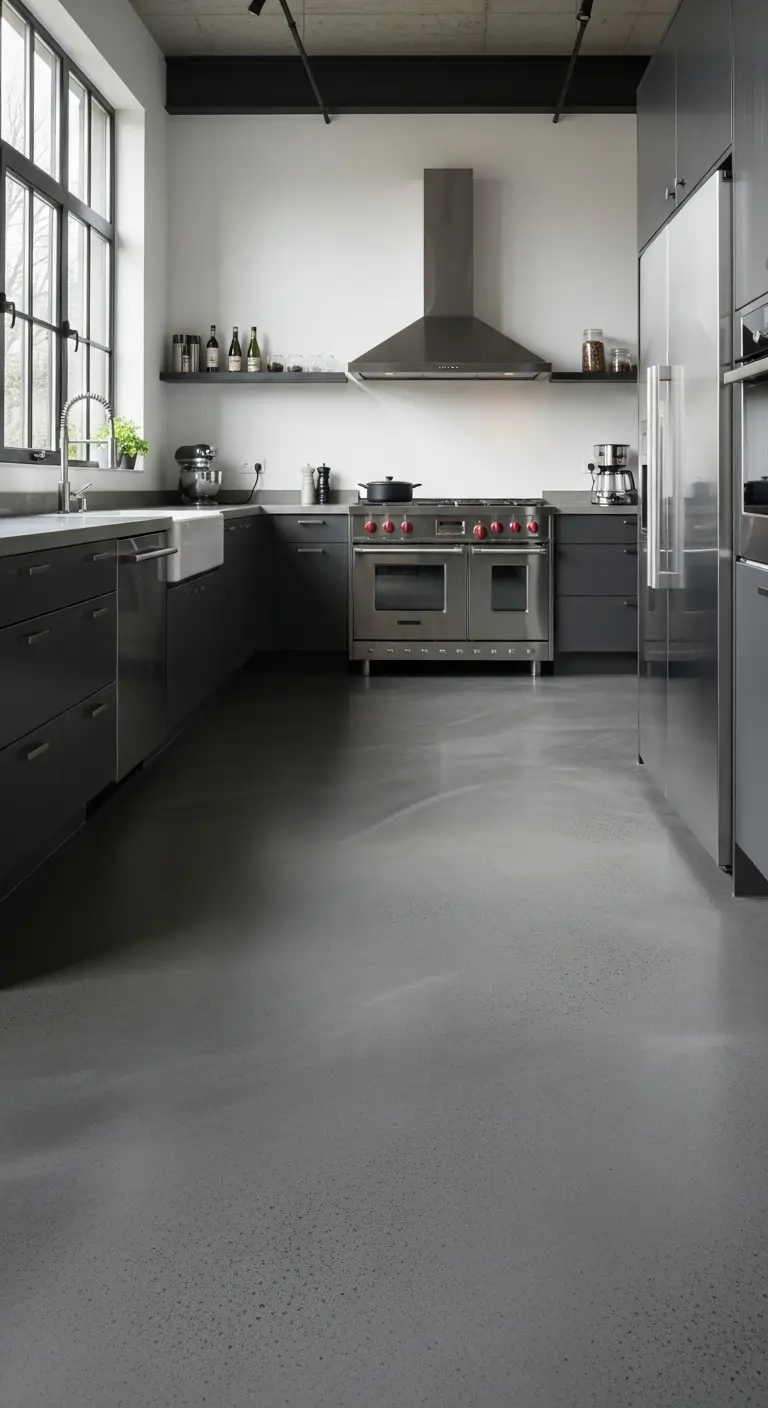 6. Industrial Cement Gray Flooring