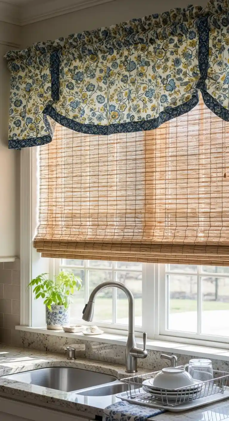 6. Layered Blinds with Valances