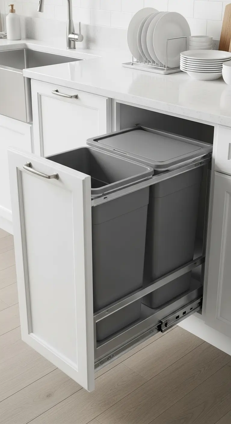 7. Pull-Out Trash and Recycling Bins