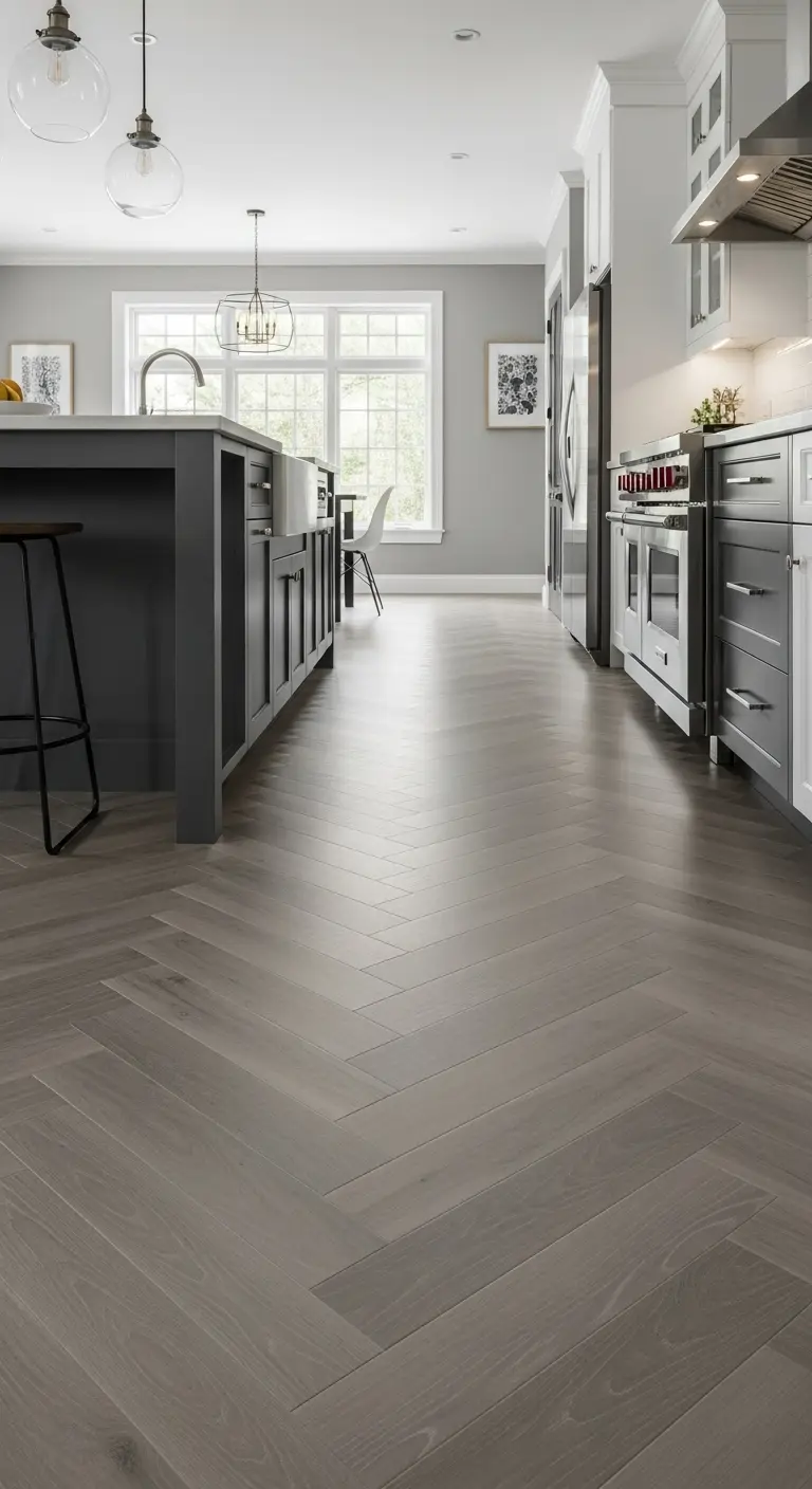 8. Herringbone Gray Hardwood