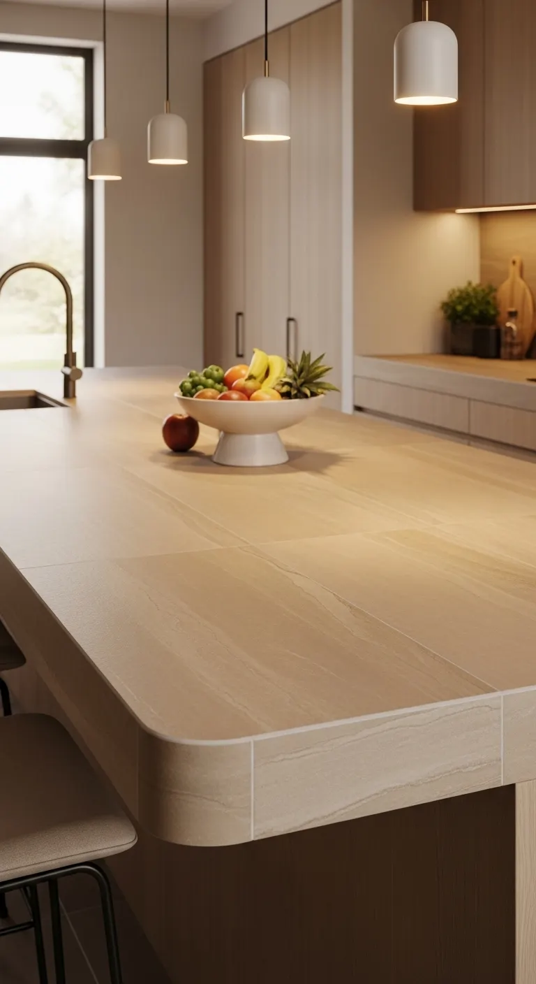 Warm Beige Ceramic Slabs for Cozy Aesthetics