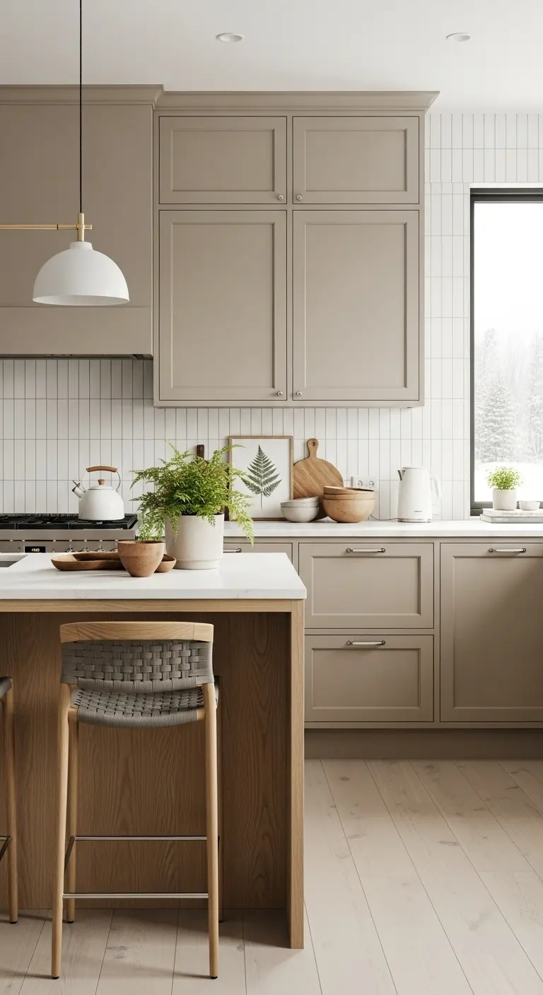 Warm Beige Scandinavian Kitchen Cabinets