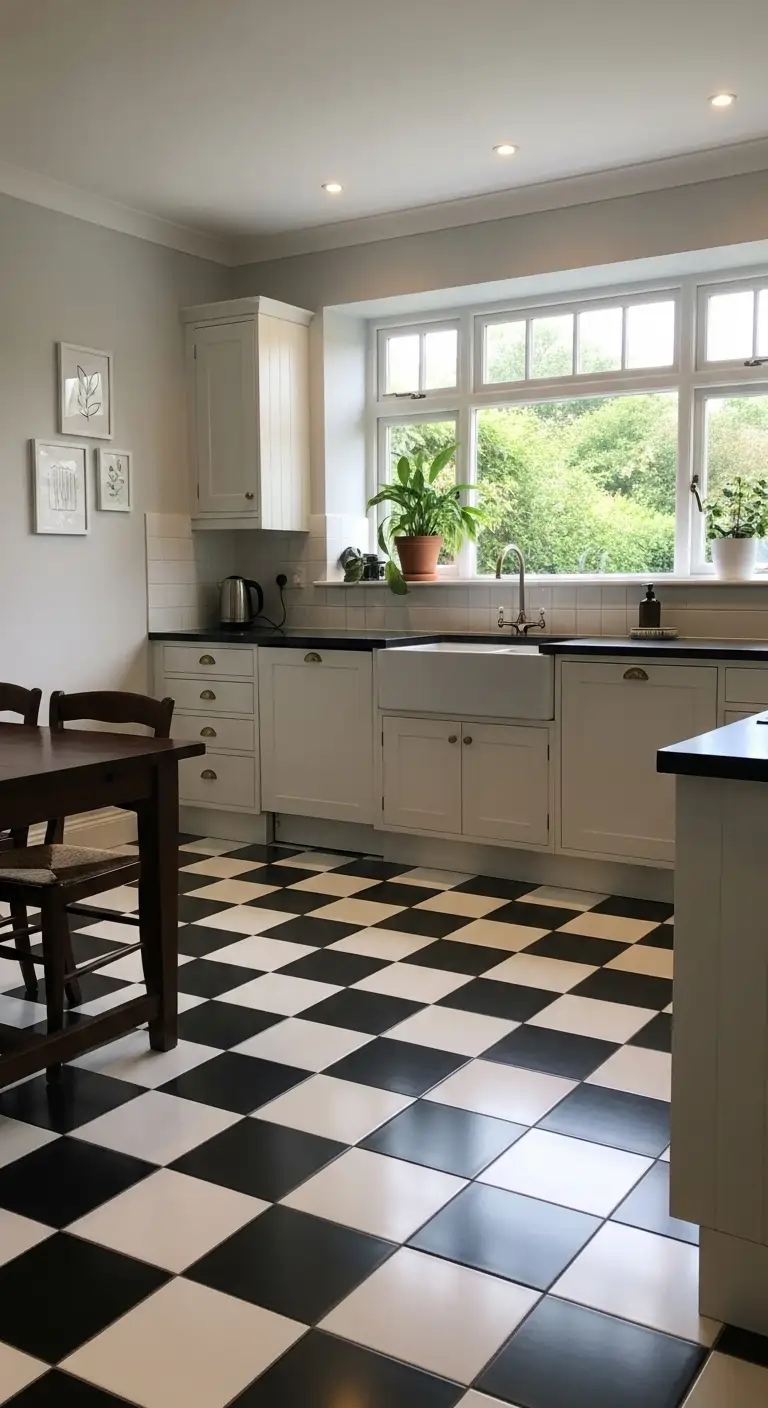 9. Black and White Checkerboard Tiles