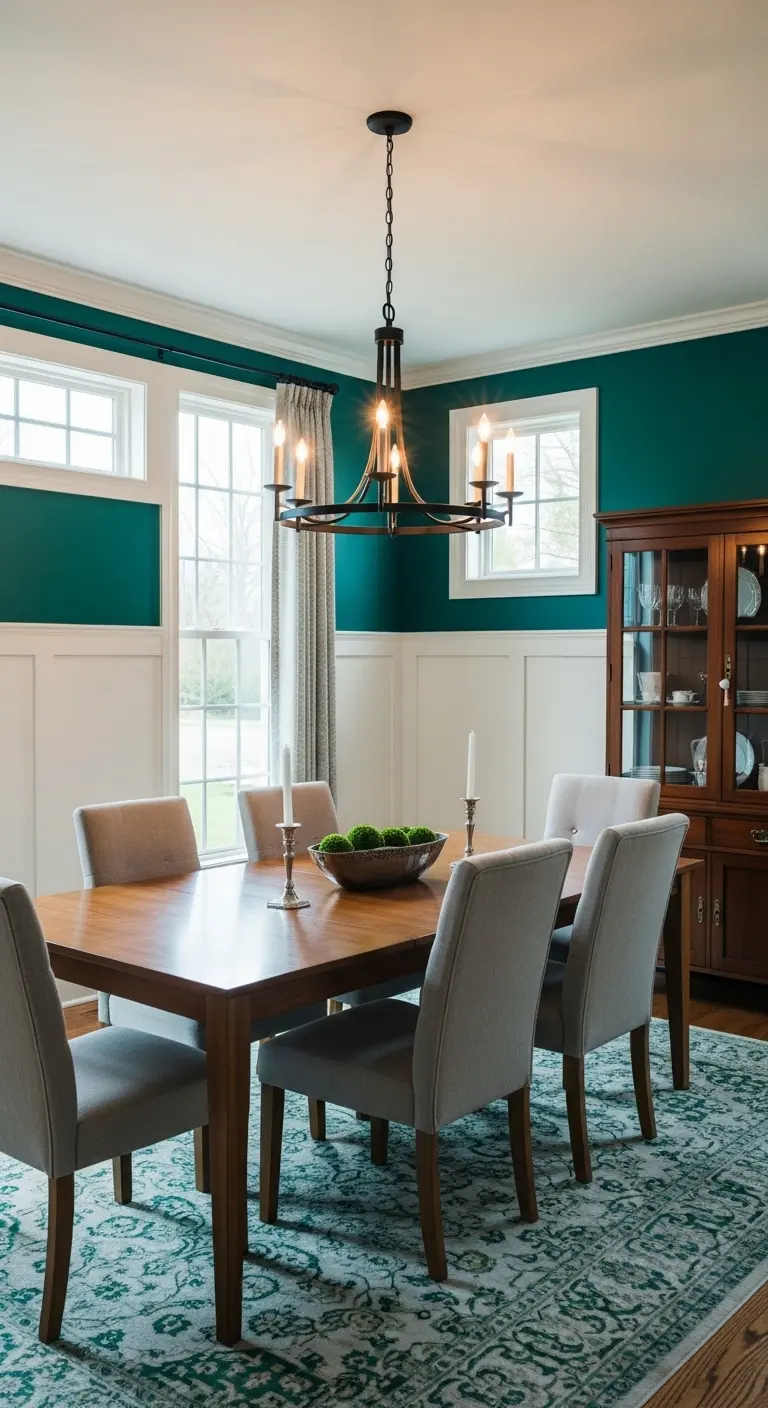 9. Wainscoting with Bold Wall Colors