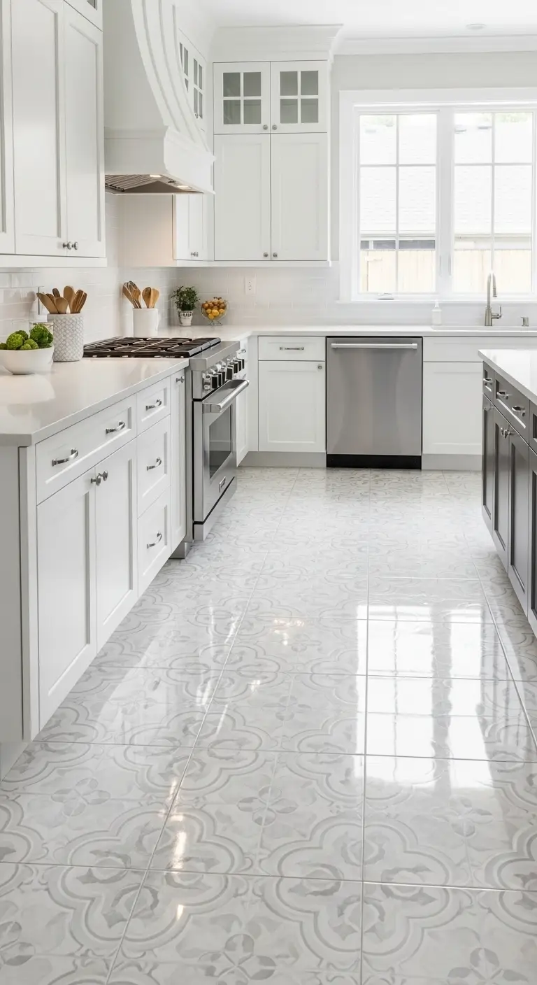 9. White Patterned Tiles