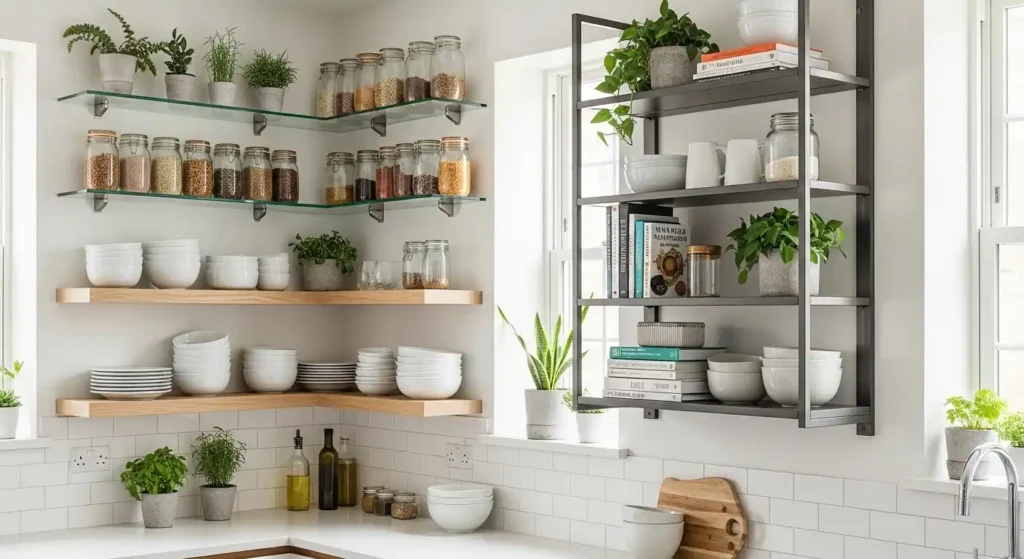 Popular Types and Materials for Open Kitchen Shelves