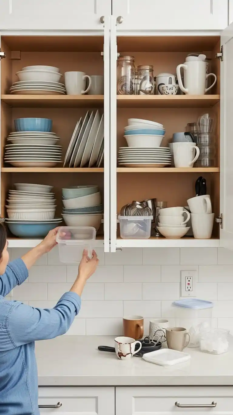 2. Declutter Cabinets Before Adding Any Organizers