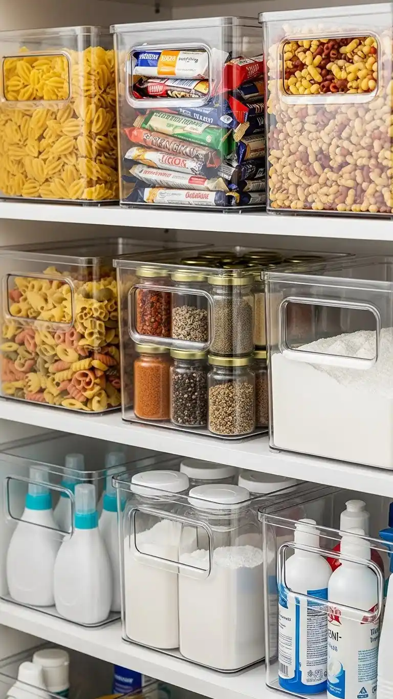 8. Use Clear Bins to See What You Actually Have