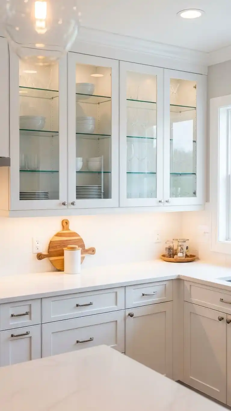11. White Cabinets With Glass Inserts