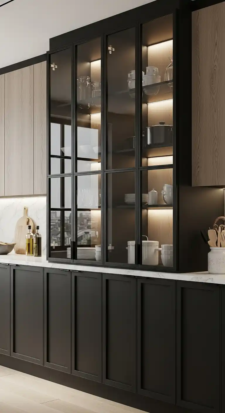 12. Contemporary Black Framed Glass Doors