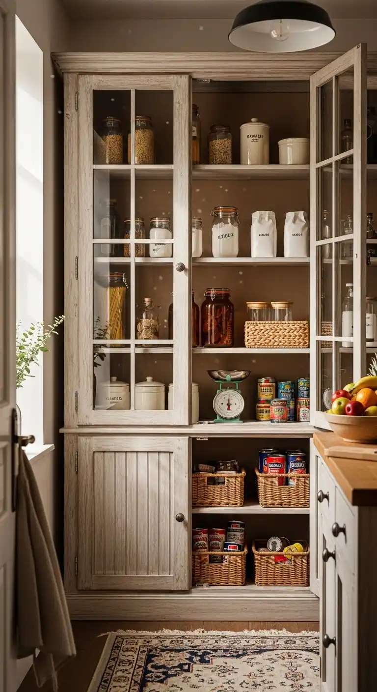 16. Vintage Pantry Cabinets For Ample Storage