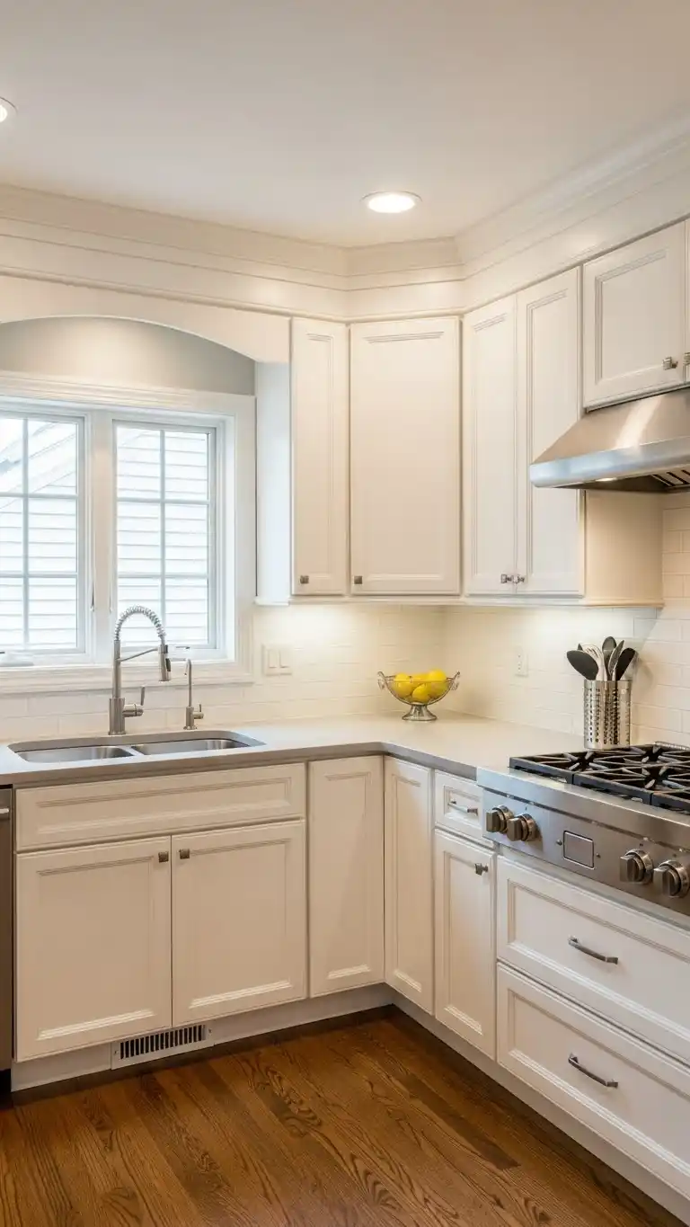 17. White Cabinets With Crown Molding