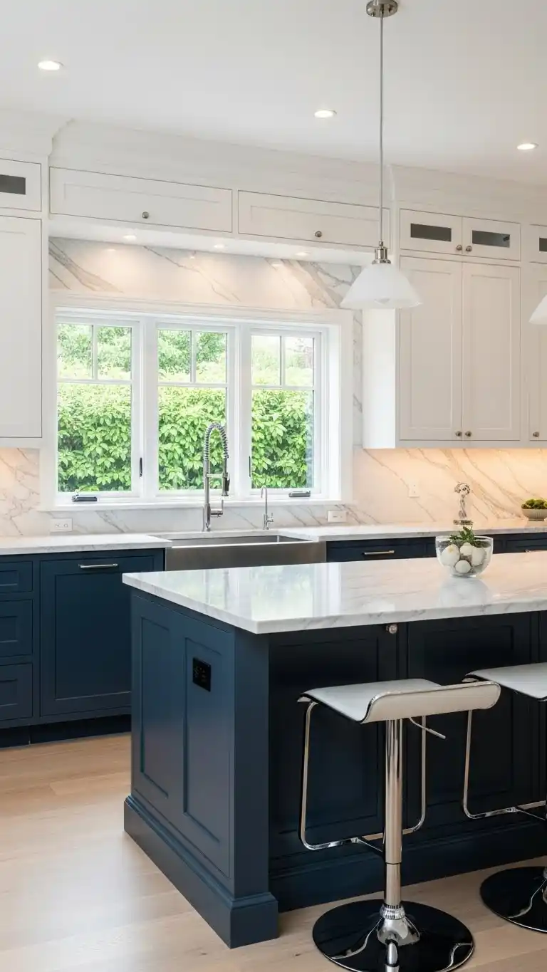 2. Two Tone White Kitchen Cabinet