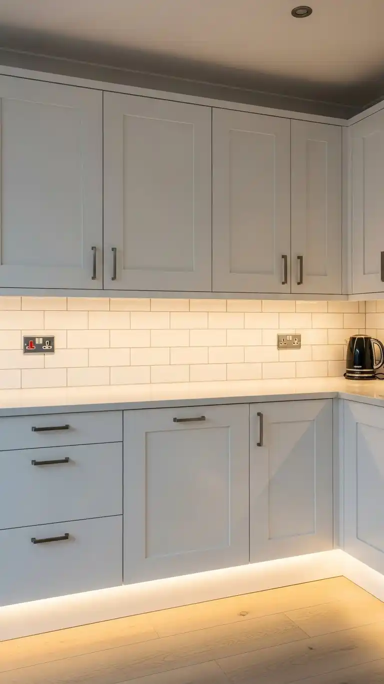 23. White Cabinets With Accent Lighting
