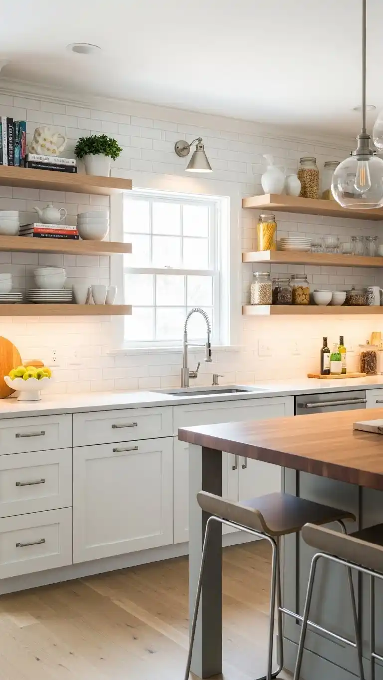 4. Open Shelving With White Cabinet