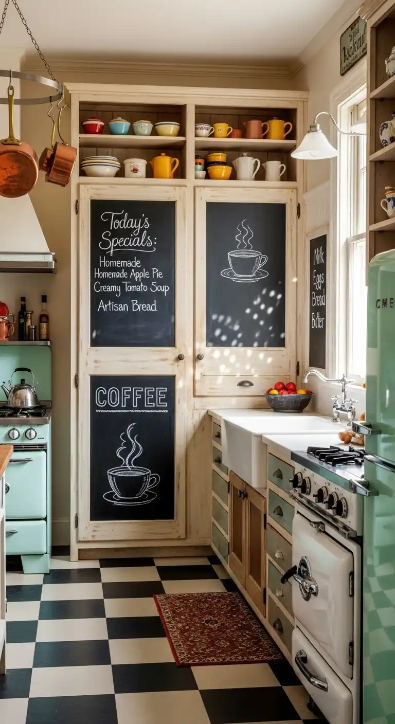 6. Chalkboard Cabinets For A Fun Twist