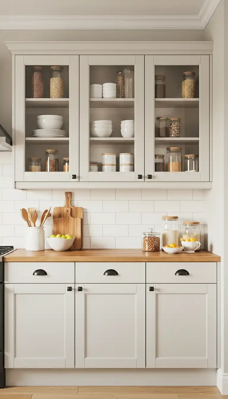 9. Shaker Style Cabinets With Glass