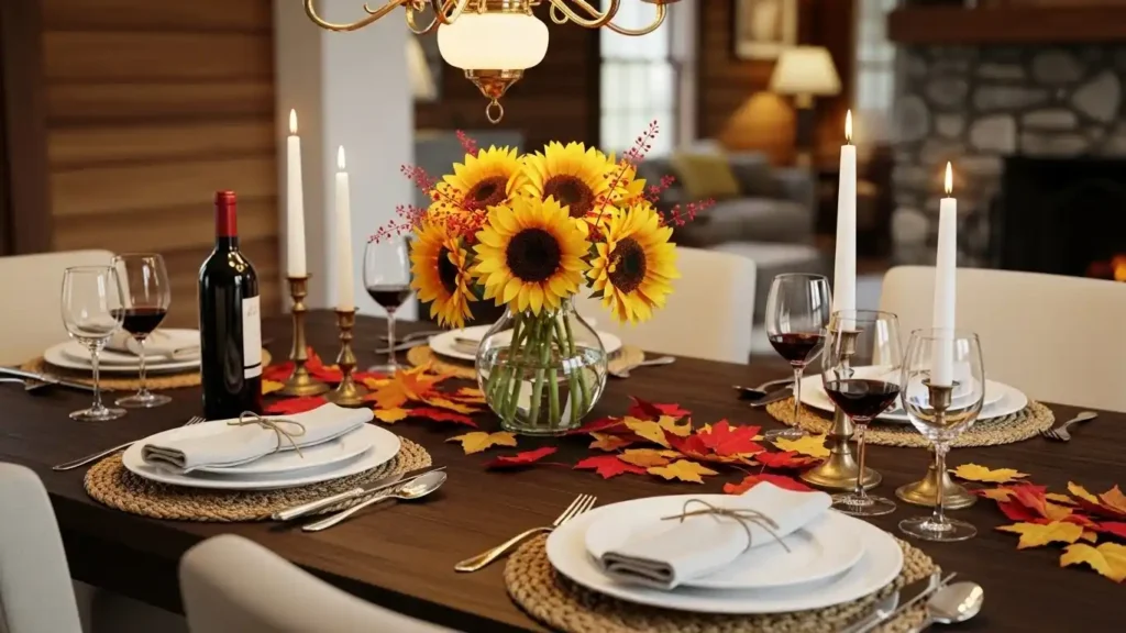 How to Decorate a Brown Dining Table 1
