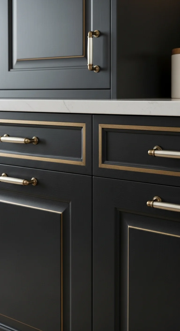 Moody Cabinets with Metallic Finishes