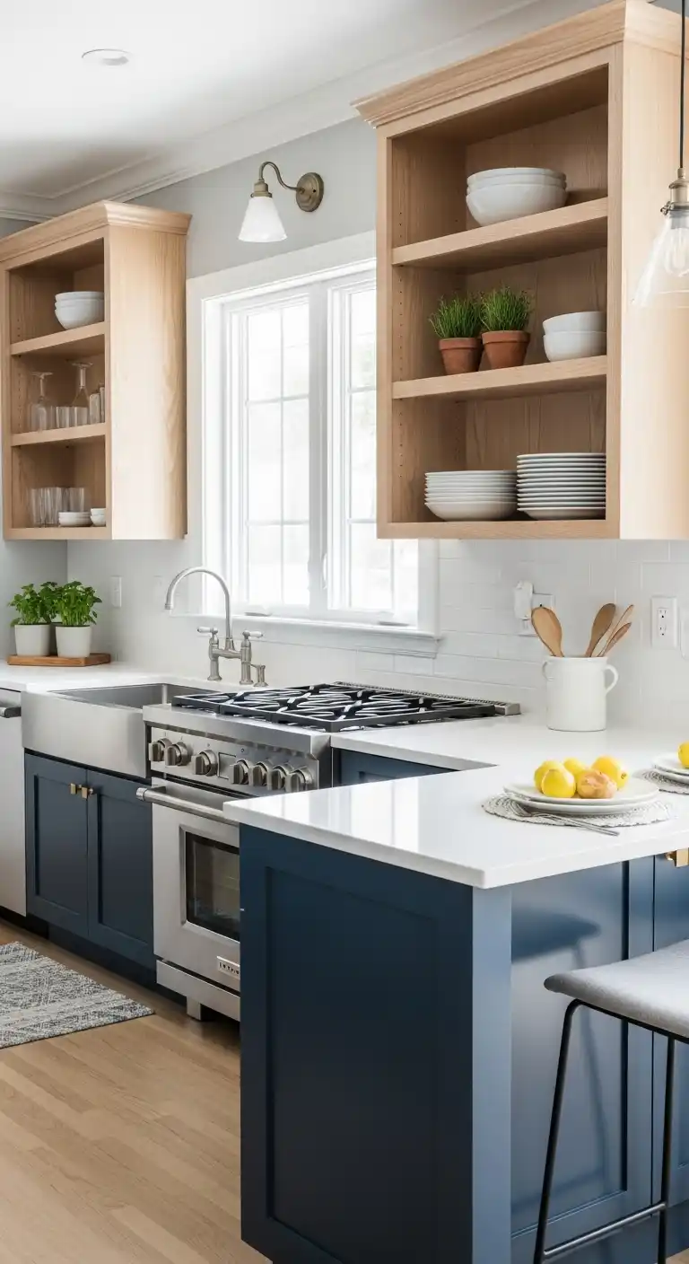 1. Open Shelving With Cabinet Bases