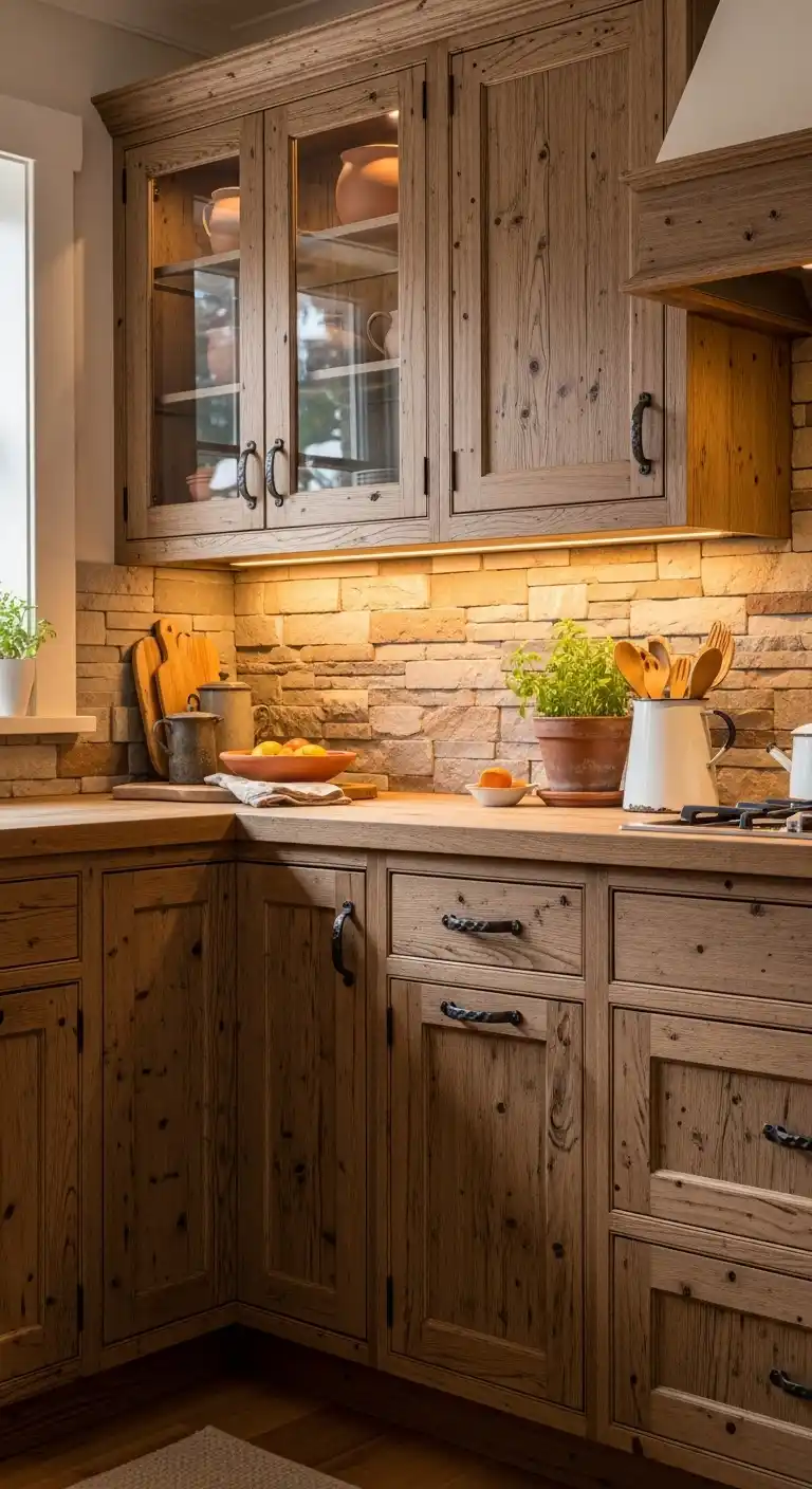11. Rustic Wood Cabinets For Cozy Atmosphere