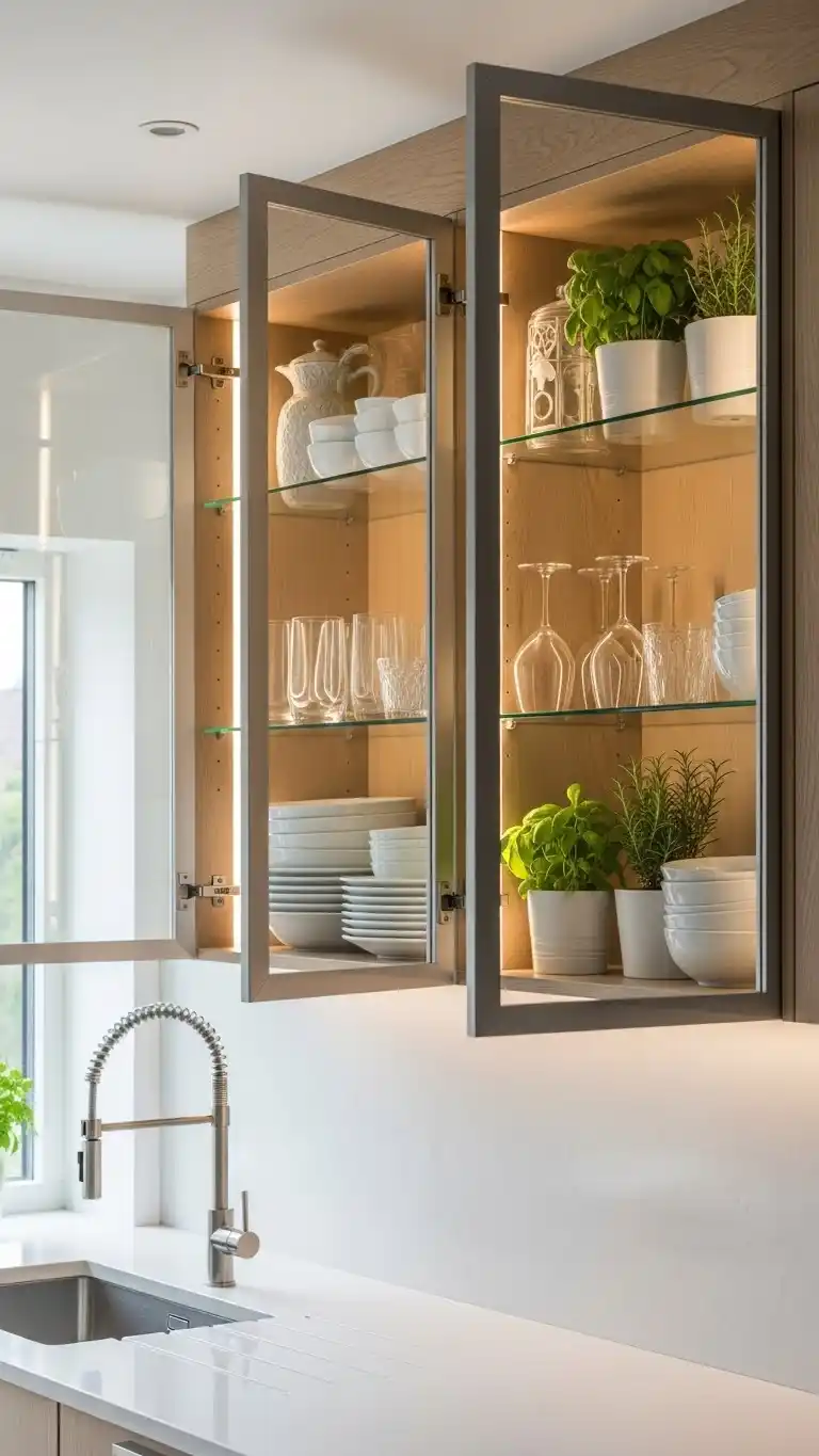 12. Open Glass Cabinets For Display