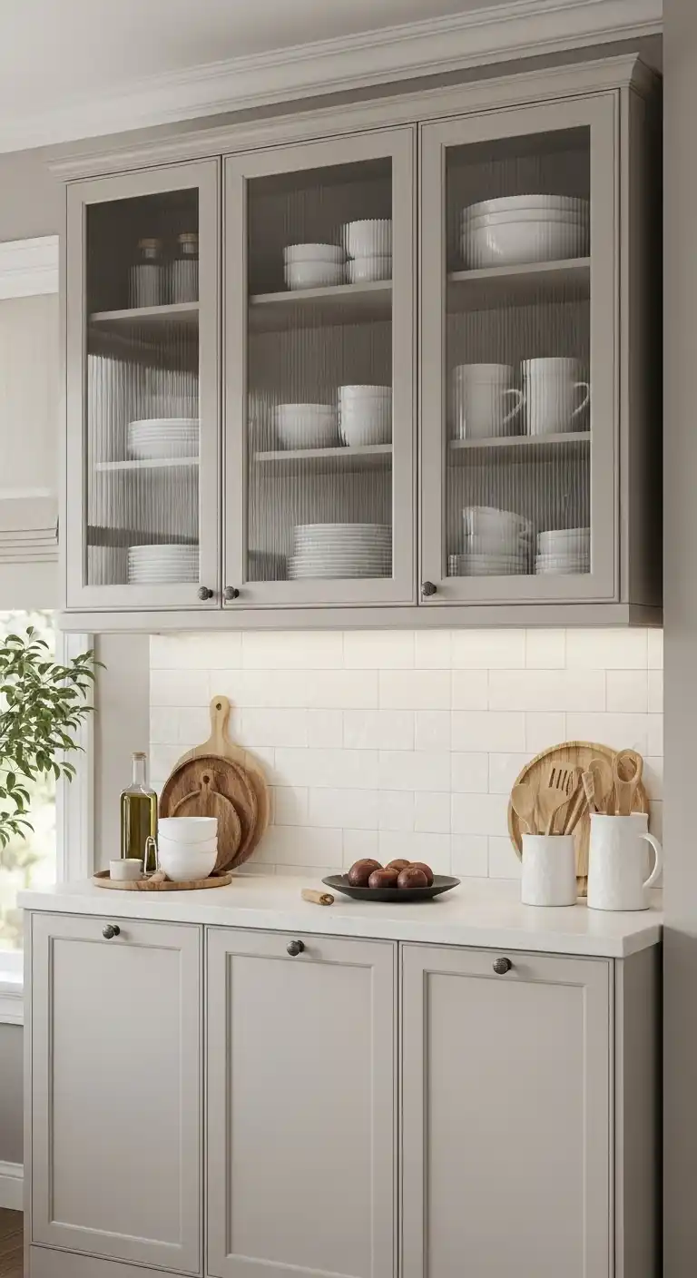 17. Glass Front Cabinets For Visual Depth