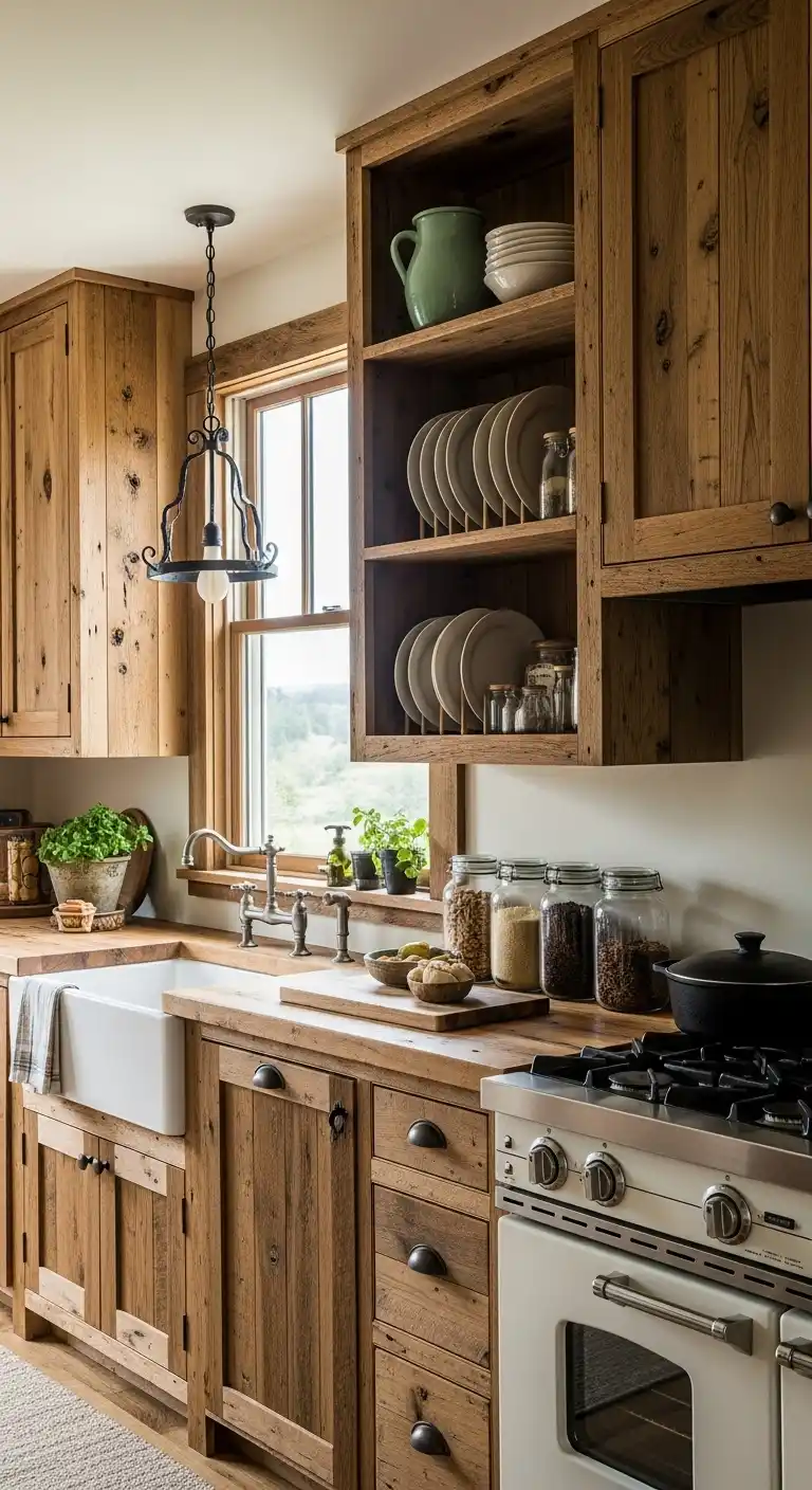 18. Rustic Wood Cabinet Walls