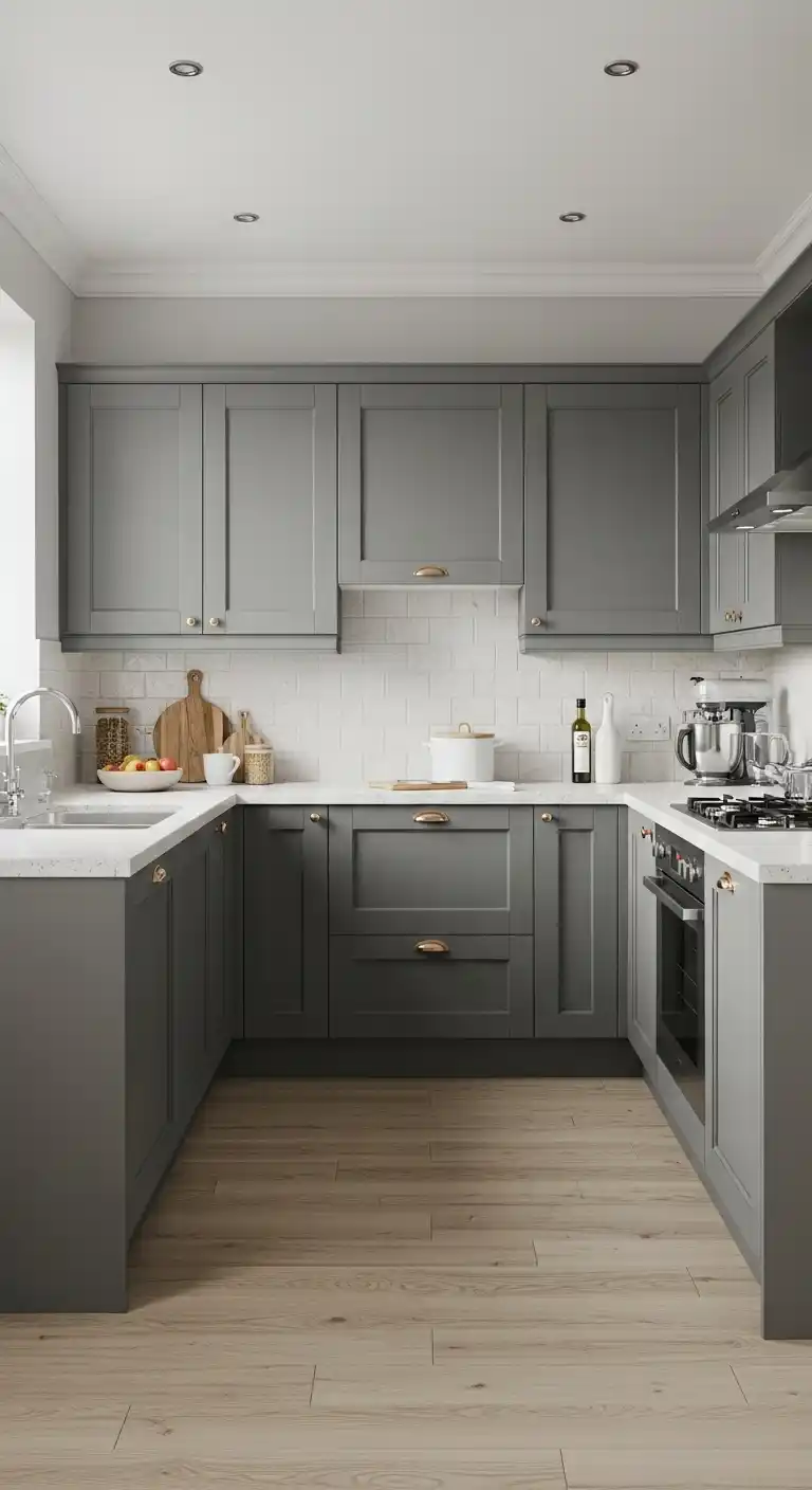 2. U Shaped Kitchen With Tall Cabinets