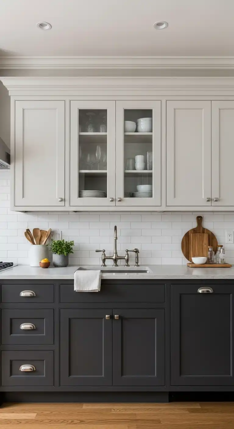 21. Two Tone Upper And Lower Cabinets