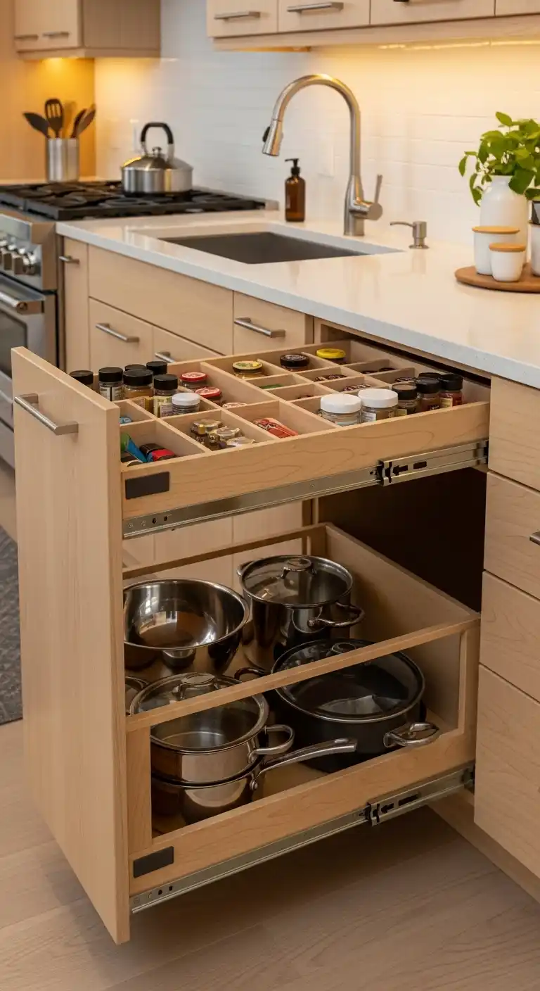 22. Pull Out Drawer Cabinets For Efficient Storage