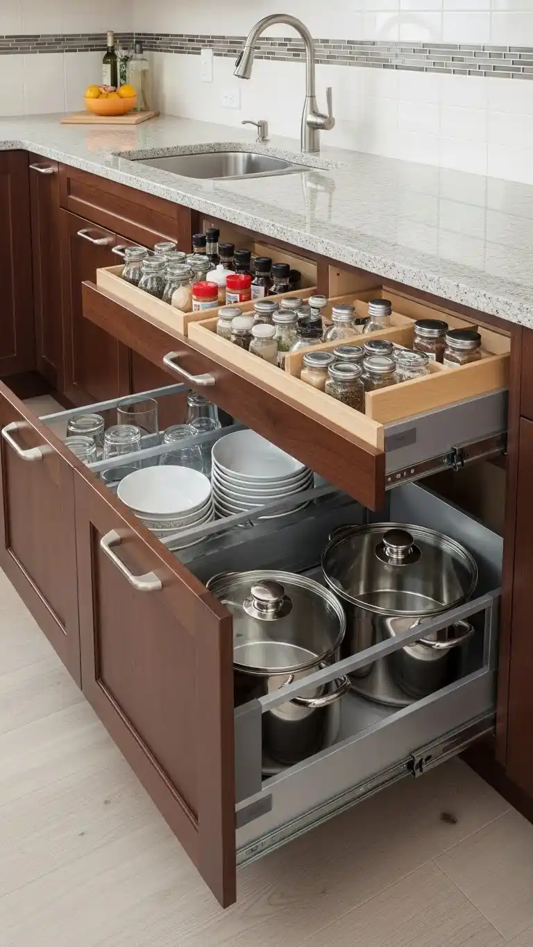 24. Sliding Drawers In Base Cabinets